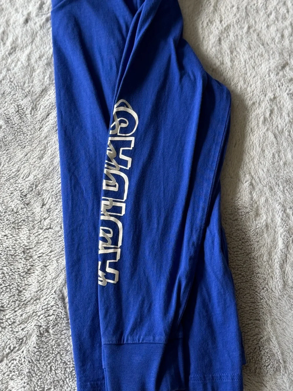 adidas Royal Blue Long-Sleeve Hoodie with Sleeve Logo